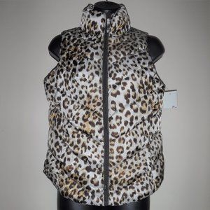 NWT Leopard Animal Print Puffer Vest sz XS SO Kohls
